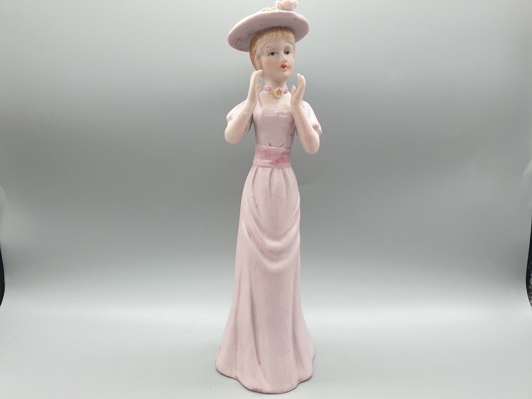 Capodimonte Italy Porcelain Lady in Pink Figurine Vintage Intalian