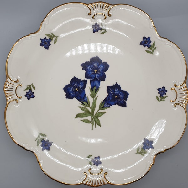 Assiette Vintage Johann Seltmann Vohenstrauss - Porcelaine à Décor Floral Et Or, Occasion