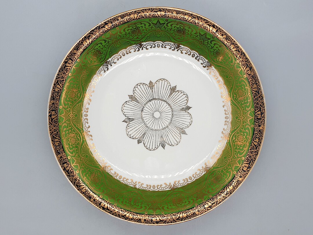 1950s Oscar Schaller & Co. Green and White Dessert Bowl With Etsy