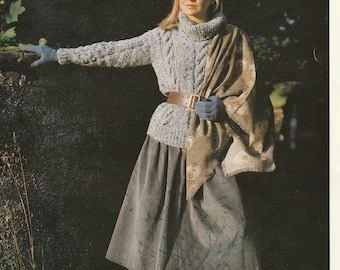 Hayfield Grousemoor Chunky 1824 Sweater, Women's Chunky Cabled Oversized Turtleneck Vintage Knitting Pattern