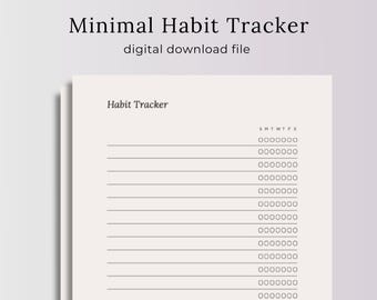Suivi des habitudes hebdomadaire, modèle imprimable de suivi des habitudes, liste de contrôle de téléchargement immédiat minimaliste, organisation des habitudes, fichier en téléchargement numérique