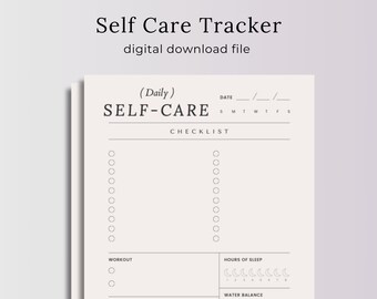Suivi des soins personnels quotidiens, fichier à téléchargement immédiat, organisation des habitudes de soins personnels, feuille de travail d'amélioration personnelle de style minimaliste, planificateur d'auto-assistance