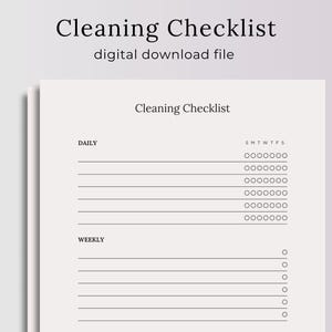 Minimalistic Cleaning Checklist, Daily Weekly Bi-weekly Tracker ...