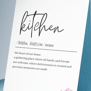 Kitchen Definition Print – Small Typography Wall Art, Minimalist Kitchen Decor, Printable Kitchen Sign, Instant Digital Download