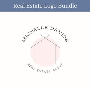 7 Real Estate Logo Template Bundle | Premade Logo | House Logo | Pink Realtor Logo | DIY Logo Design Canva | Realtor Branding