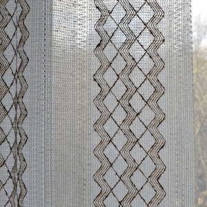 Vintage net curtains pair of two panels 70s drapes Scandinavian Swedish curtains