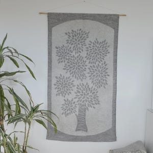 Vintage wall hanging wool tapestry Grey Finnish Woven Scandinavian decor