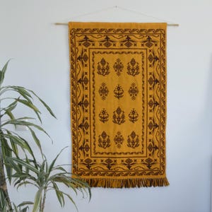 Vintage wall hanging wool Takana Orange reversible tapestry Finnish Woven Scandinavian decor