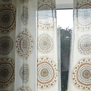 Vintage curtains retro print pair of curtains 70s set of 2 net drapes Scandinavian Swedish home
