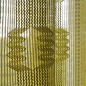 Vintage net curtains green pair of two panels vintage 70s retro drapes woven 1970s Swedish Scandinavian home decor