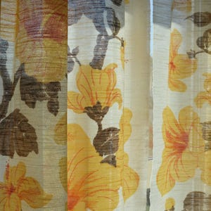 Vintage floral curtains long drapes pair of two panels 70s 1970s Swedish Scandinavian home decor