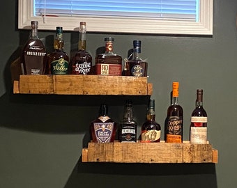 Barrel Stave Shelf - 24 inches, whiskey stave shelf, bourbon display shelf, whiskey display shelf, liquor display shelf, barrel shelf