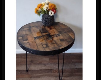 Whiskey barrel end table - staves and epoxy, bourbon barrel end table, barrel side table, whiskey side table