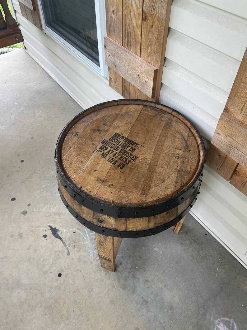Barrel Side Table Whiskey Barrel End Table Barrel Furniture Etsy