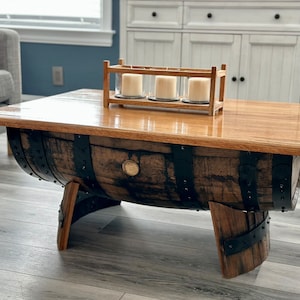 Bourbon Barrel Coffee Table: Lift Top Whiskey Barrel Furniture