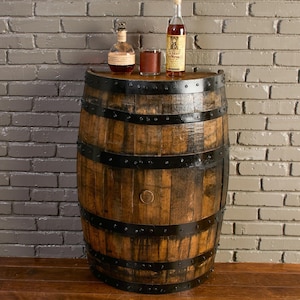 Refinished Half Barrel, half whiskey barrel, whiskey barrel table, whiskey barrel