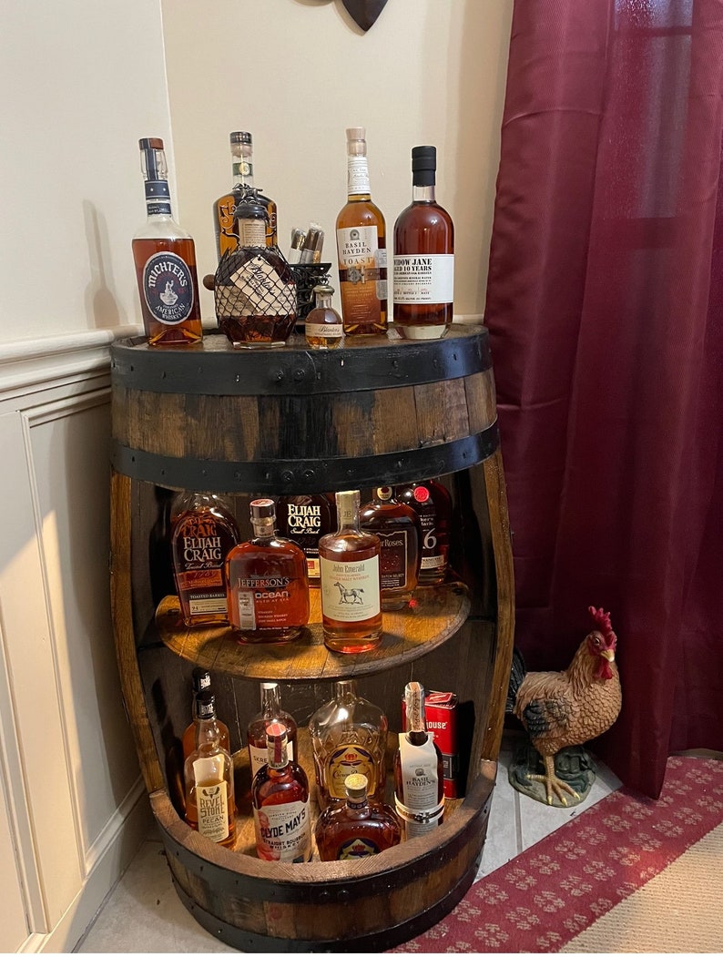 Bourbon Barrel Display Cabinet, whiskey barrel bar, bourbon barrel bar, bourbon barrel cabinet, whiskey barrel cabinet, barrel cabinet image 7