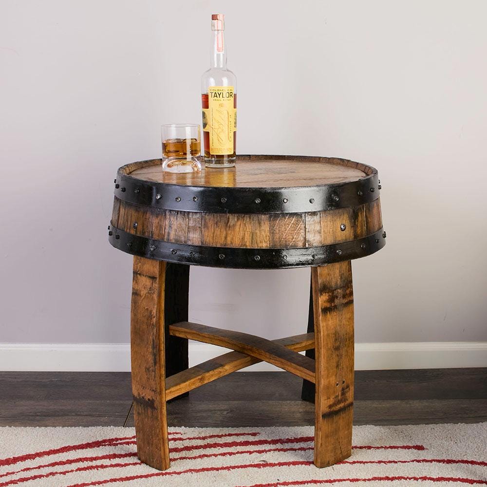 Bourbon Barrel End Table: Authentic Kentucky Whiskey Barrel