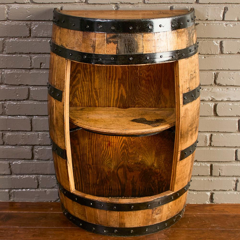Half Bourbon Barrel Display Cabinet: Authentic Whiskey Barrel Bar
