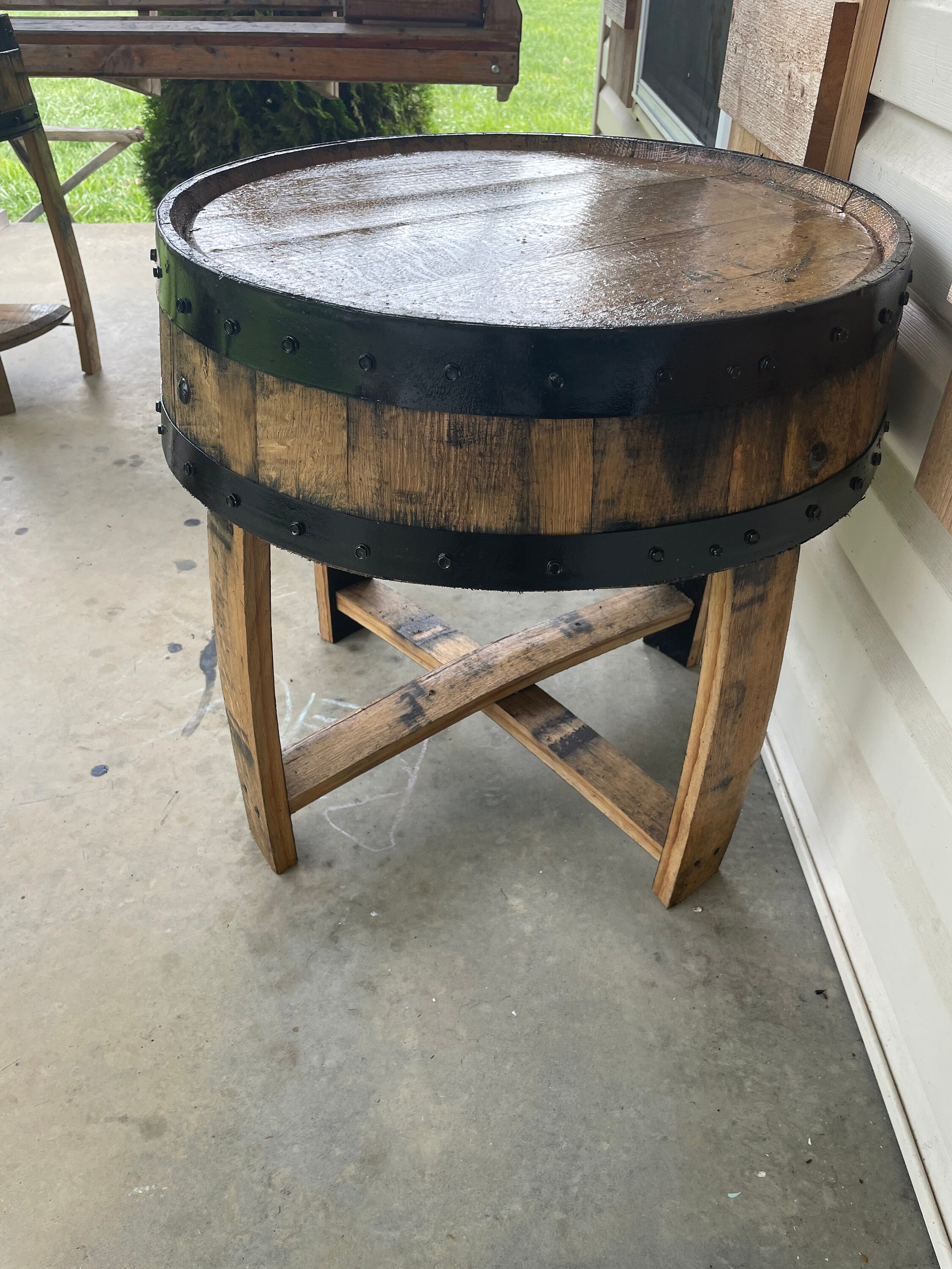 Barrel Side Table Whiskey Barrel End Table Barrel Furniture Etsy