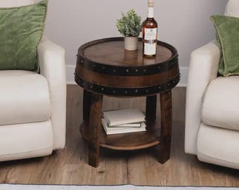 Bourbon Barrel Side Table: Authentic Whiskey Barrel Furniture