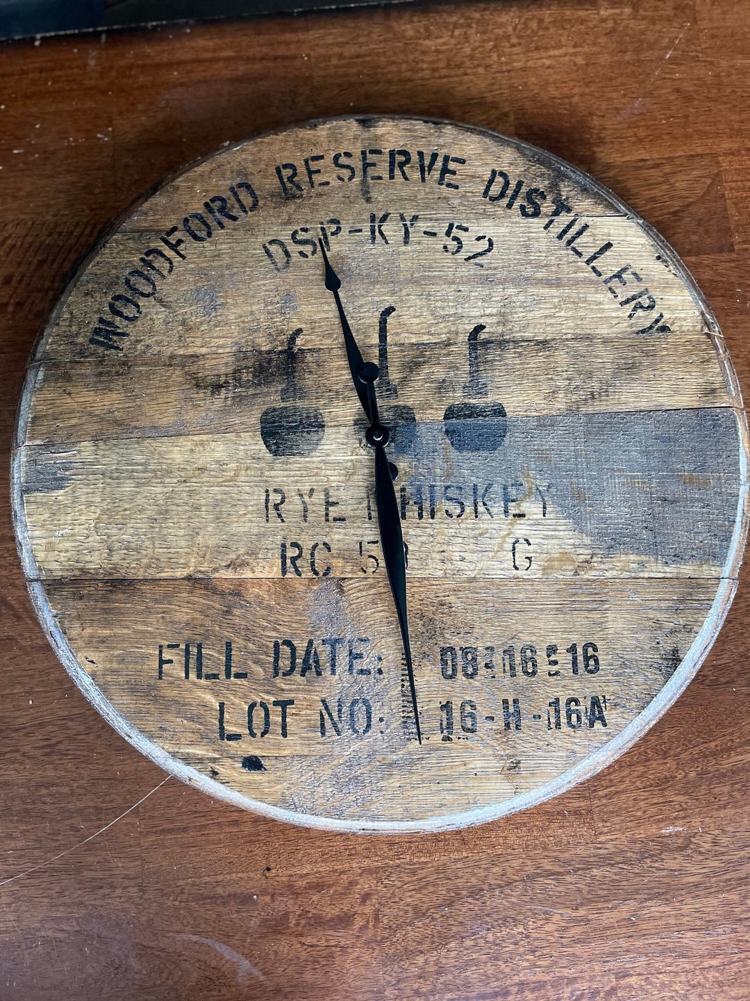 Whiskey Barrel Head Clock, Barrel Lid Clock, Bourbon Barrel Clock