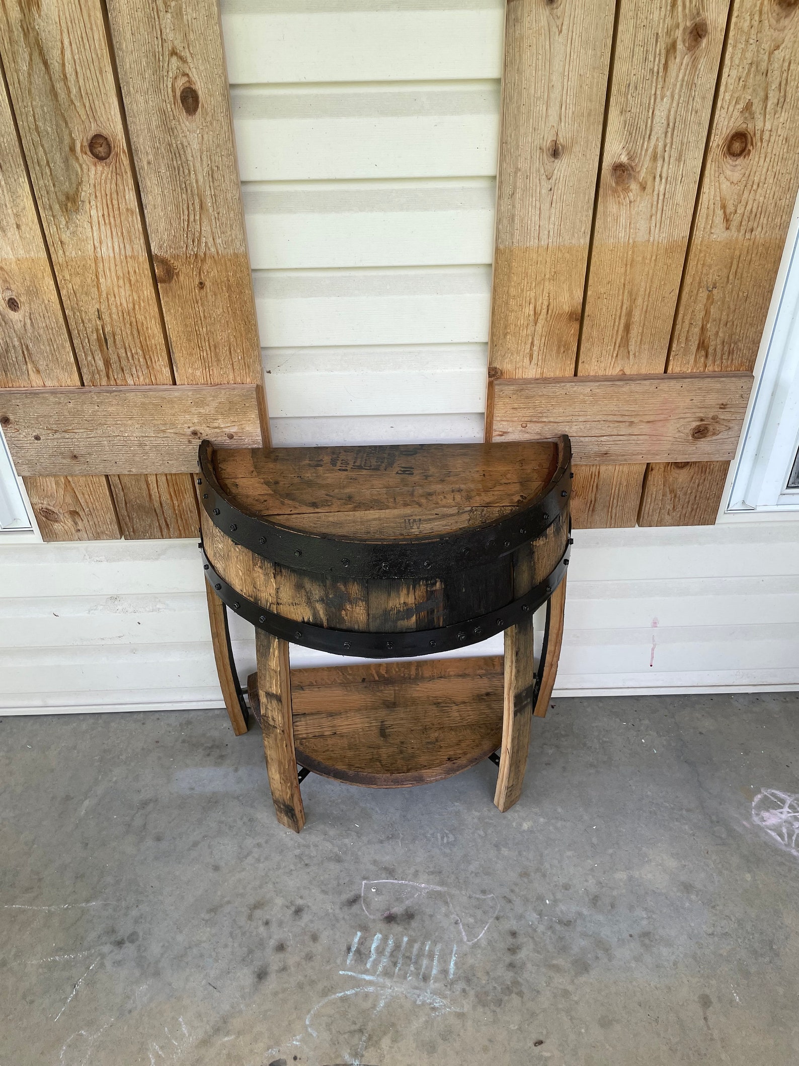 Half Whiskey Barrel Side Table Barrel Side Table Whiskey Etsy