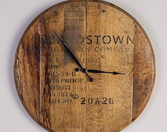 Whiskey Barrel Head Clock: Authentic Bourbon Barrel Lid, Wall Decor