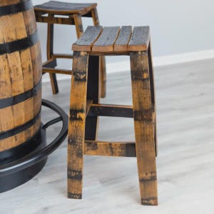 Barrel Stave Bar Stool: 24" Height, natural finish Chestnut