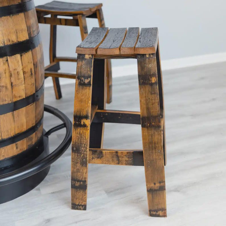 Barrel Stave Bar Stool: 24" Height, natural finish Chestnut