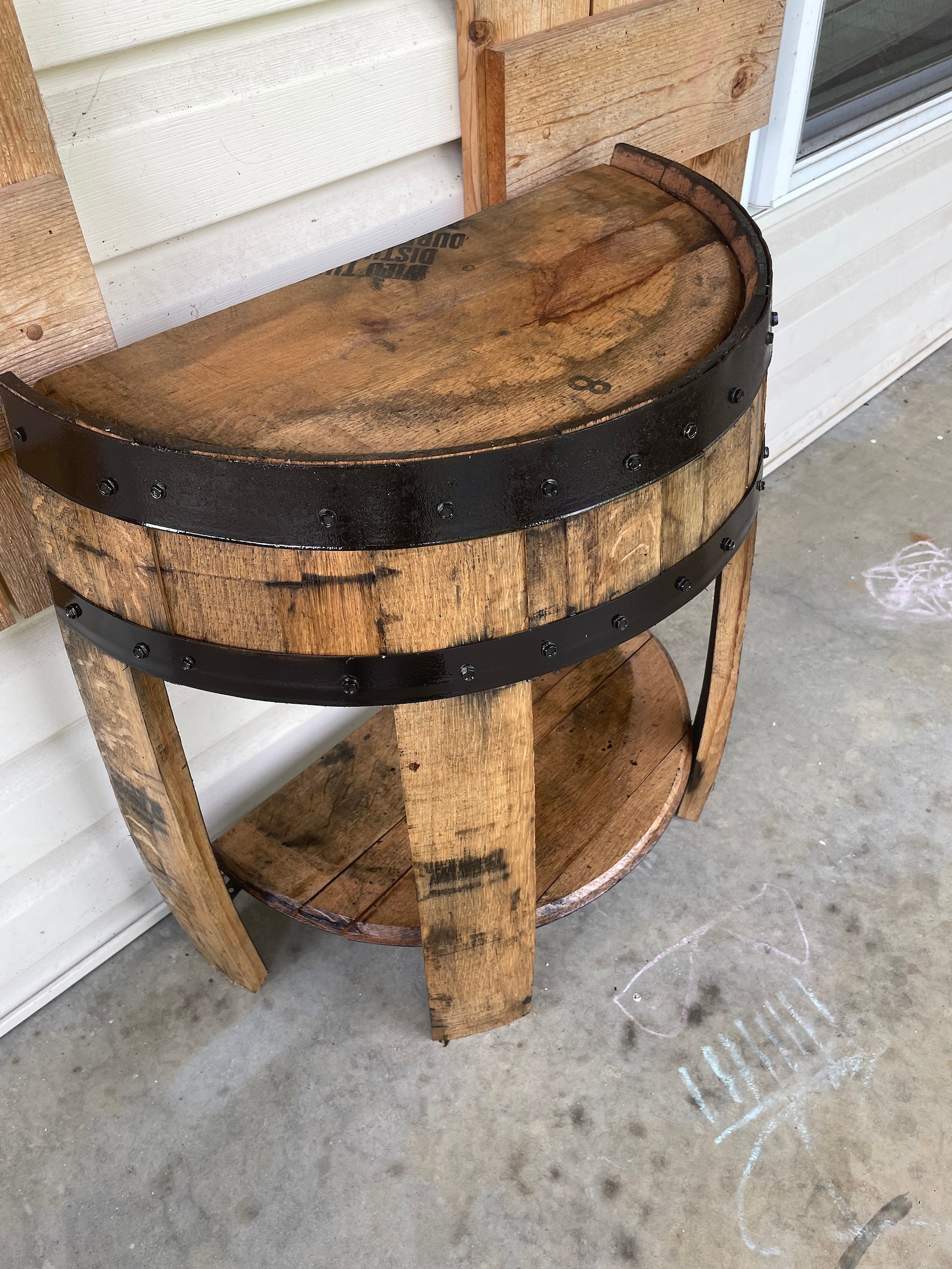 Half Whiskey Barrel Side Table Barrel Side Table Whiskey Etsy