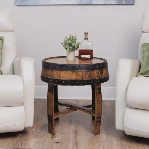 Bourbon Barrel End Table: Authentic Kentucky Whiskey Barrel