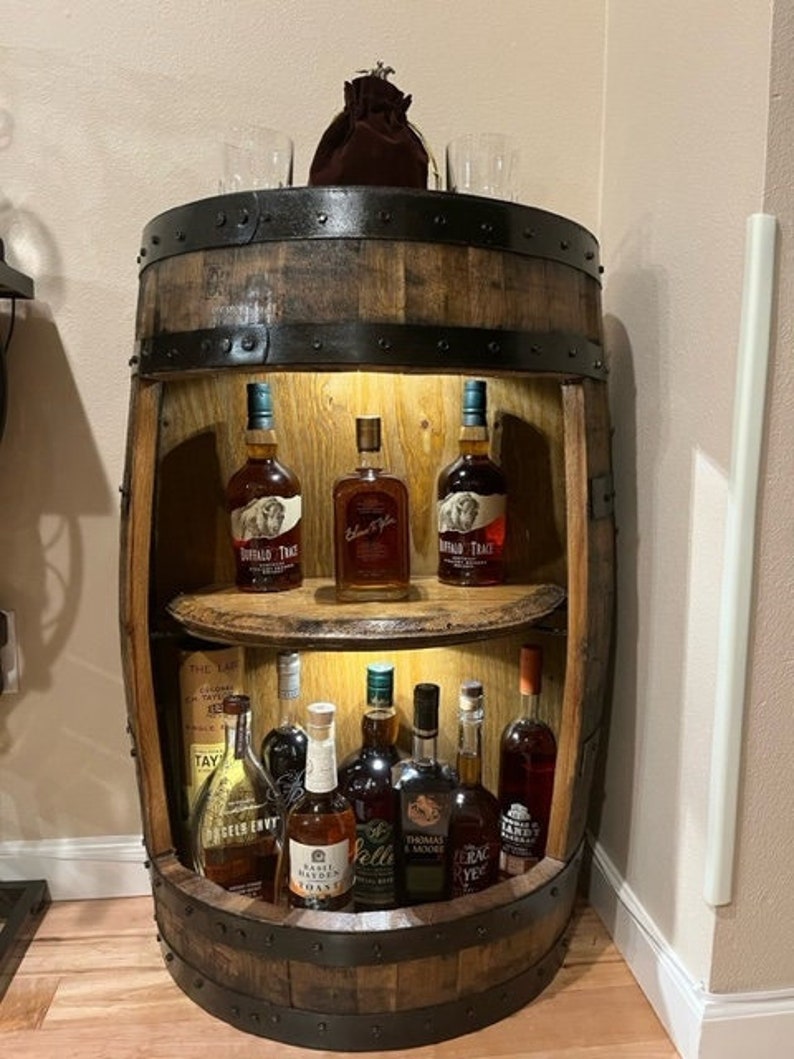 Half Barrel Display Whiskey Barrel Bourbon Barrel Etsy
