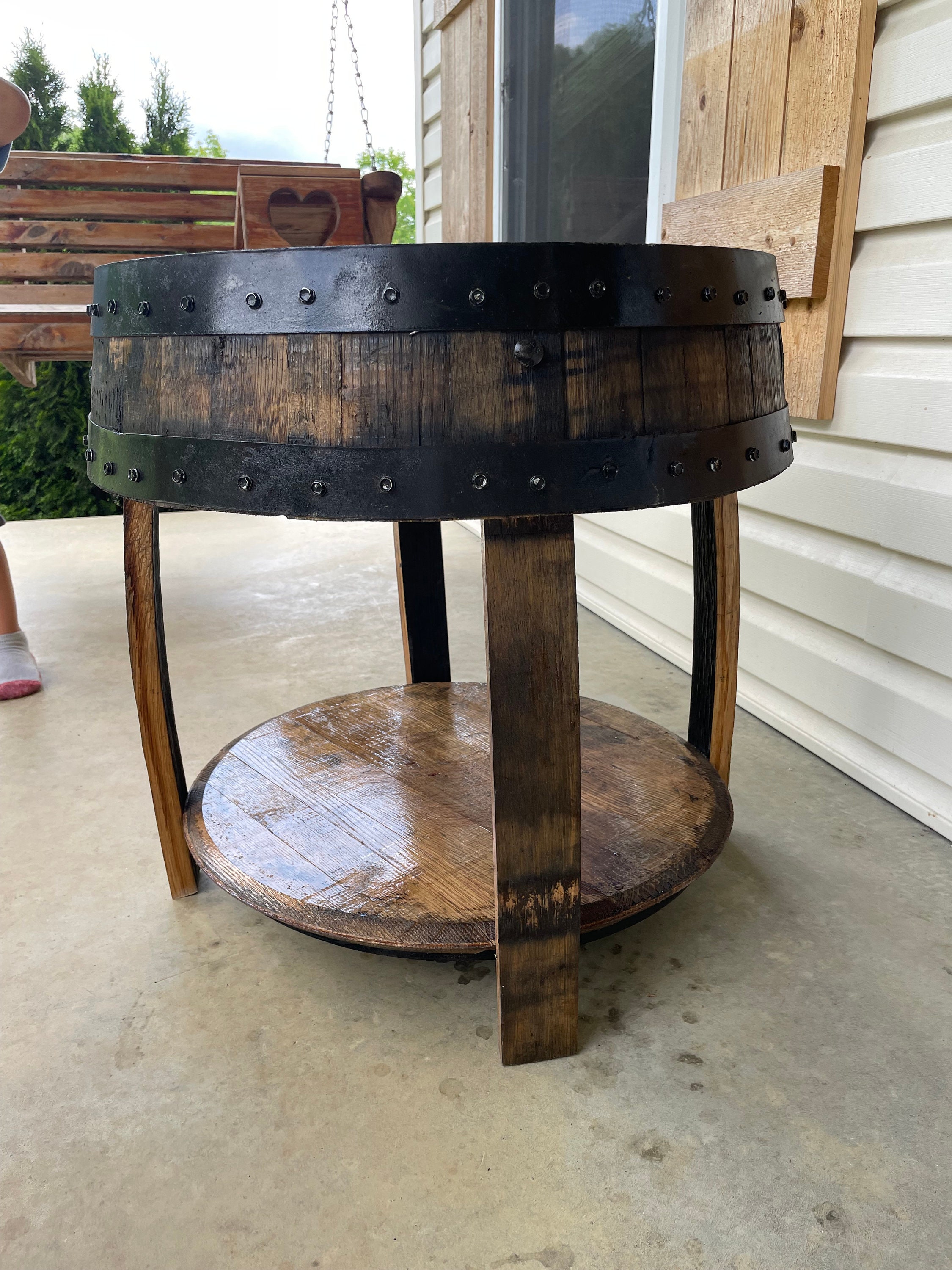 Bourbon barrel cheap end table