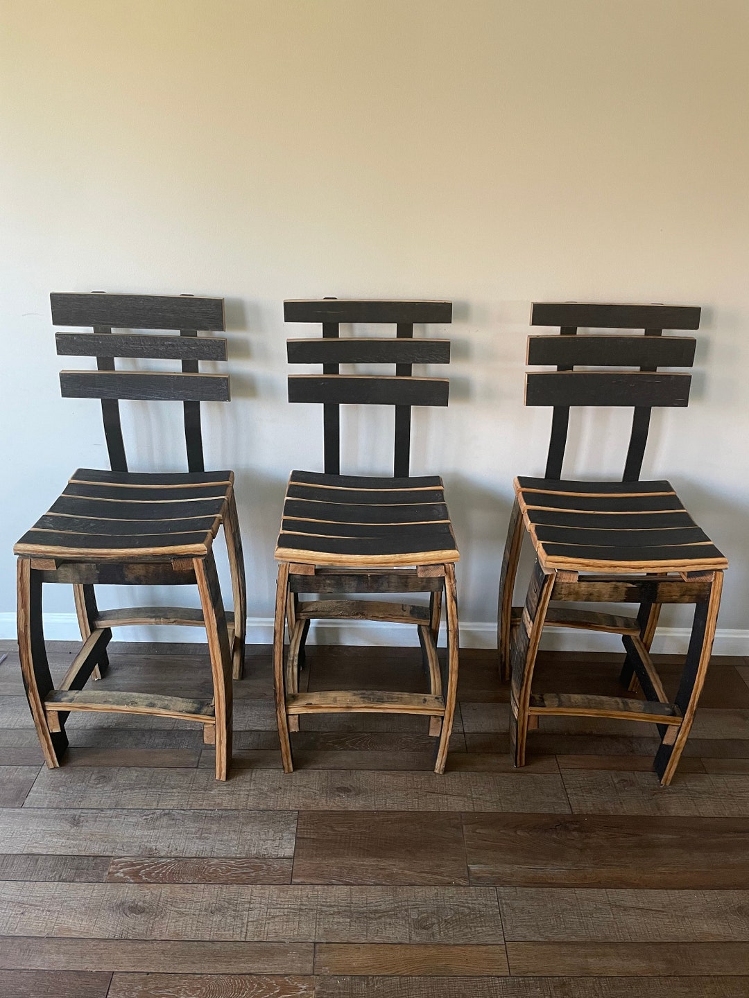 Whiskey Barrel Stave Bar Stools, Whiskey Barrel Stave Chairs, Bourbon