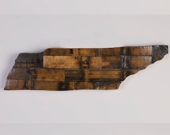 Tennessee Barrel Stave Cutout: Rustic State Wall Art (36 inch)