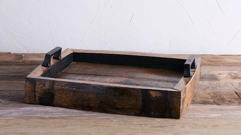 Bourbon Barrel Serving Tray: Personalized Whiskey Wood Ottoman Tray image 3