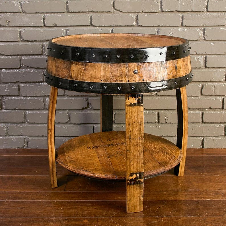 Bourbon Barrel Side Table: Authentic Whiskey Barrel Furniture polyurethane only