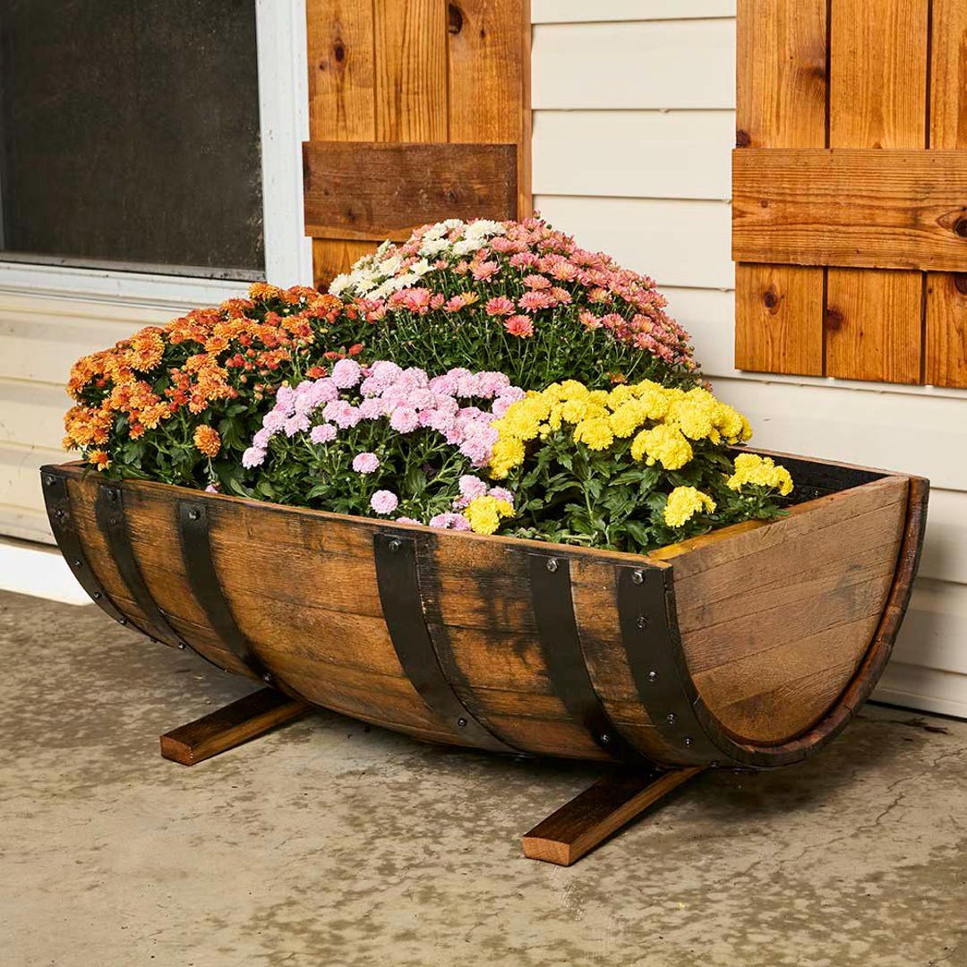 Refinished Whiskey Barrel Planter: Bourbon Barrel Garden Decor - Etsy