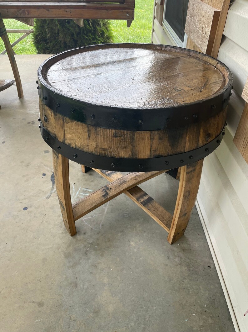 Barrel Side Table Whiskey Barrel End Table Barrel Furniture Etsy