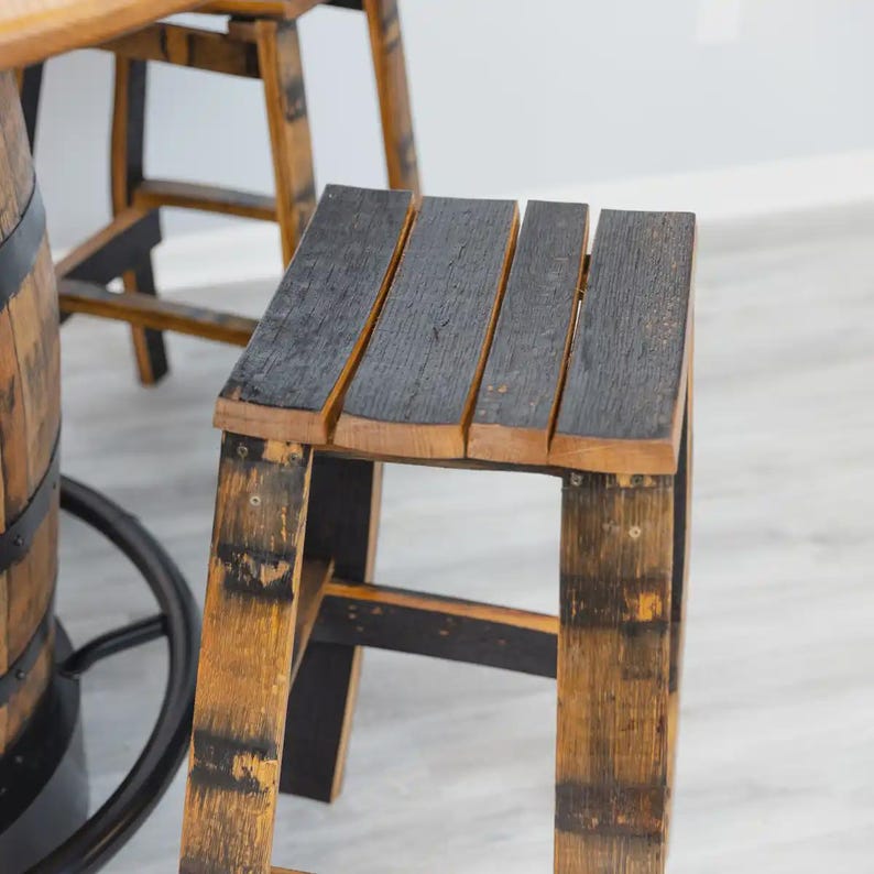 Barrel Stave Bar Stool: 24" Height, natural finish image 9