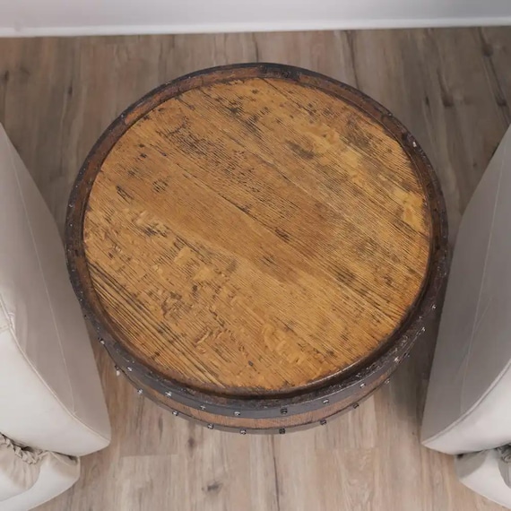 Bourbon Barrel End Table: Authentic Kentucky Whiskey Barrel