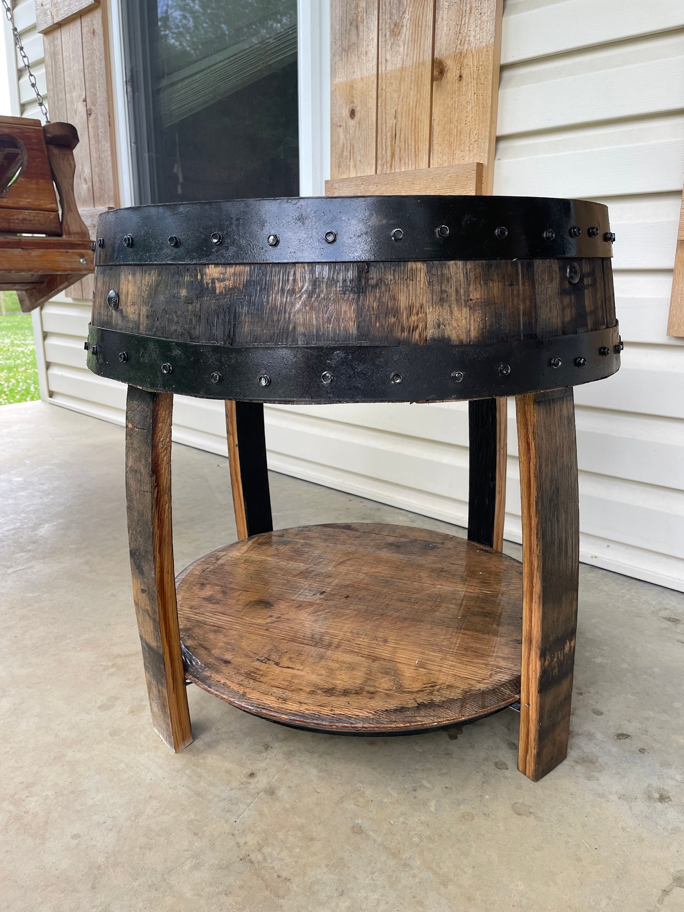 Bourbon Barrel Side Table Bourbon Barrel End Table Whiskey Etsy