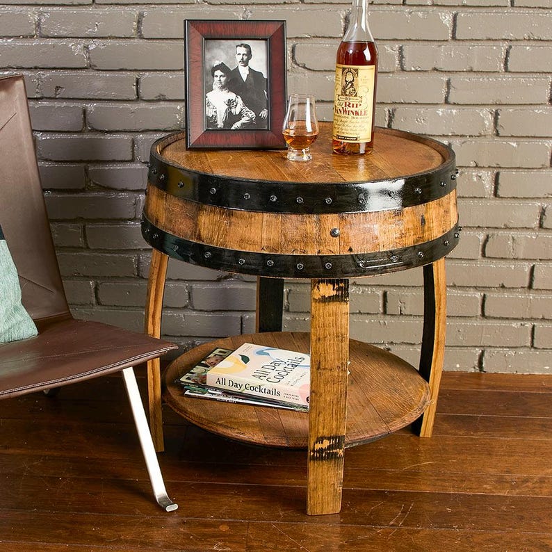Bourbon Barrel Side Table: Authentic Whiskey Barrel Furniture image 2
