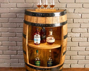 Half Bourbon Barrel Display Cabinet: Authentic Whiskey Barrel Bar