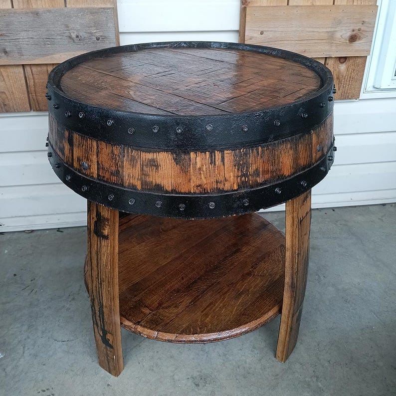 Bourbon Barrel Side Table: Authentic Whiskey Barrel Furniture chestnut