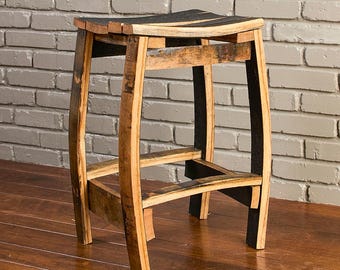 Barrel Stave Bar Stool: 24" Height, natural finish