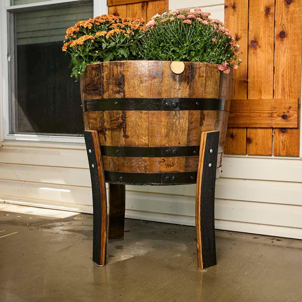 Jardinera De Madera Con Forma De Barril De Whisky
