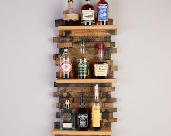 Whiskey Barrel Stave Shelf: Rustic Bourbon Barrel Decor