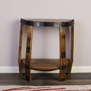Minimalist Whiskey Barrel End Table: Half Round Design